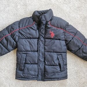 U.S. Polo Assn. Black Puffer Jacket with Red Details